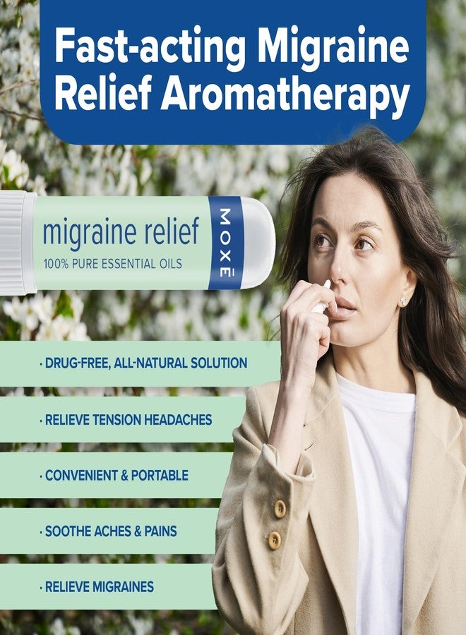 MOXE Migraine Rollon Stick & Nasal Inhaler, Fast Cooling Comfort for Headaches & Tension, Non-Medicated Soothing Vapors, Peppermint, Eucalyptus, and Other Essential Oils, Metal Roller, Made in USA - Image 3